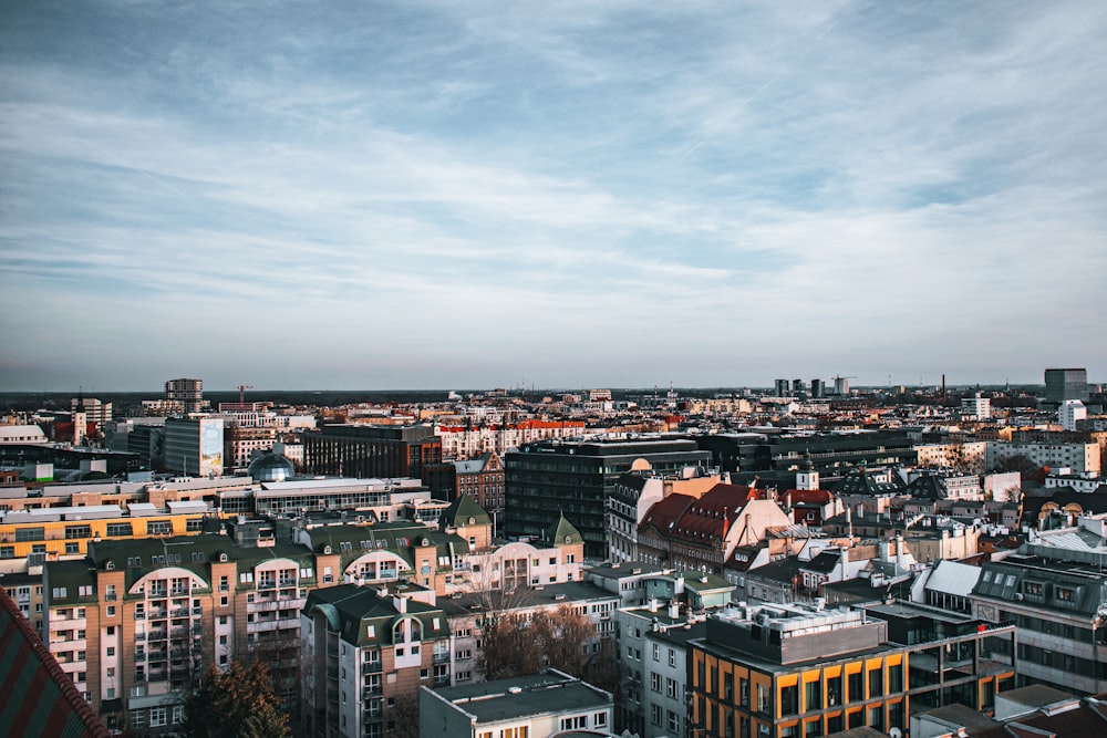 a view of a city from the top of a building