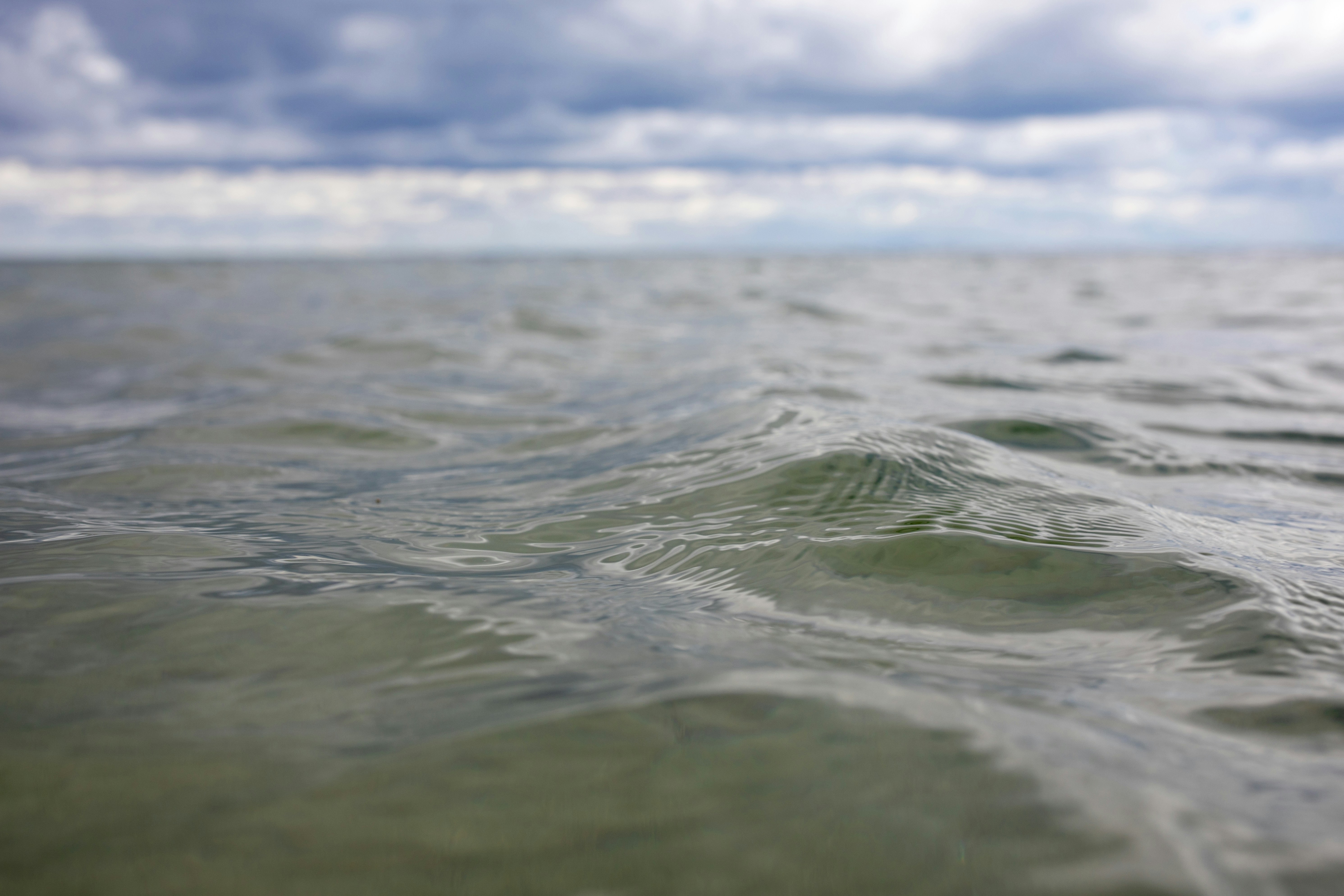 a body of water with a sky in the background