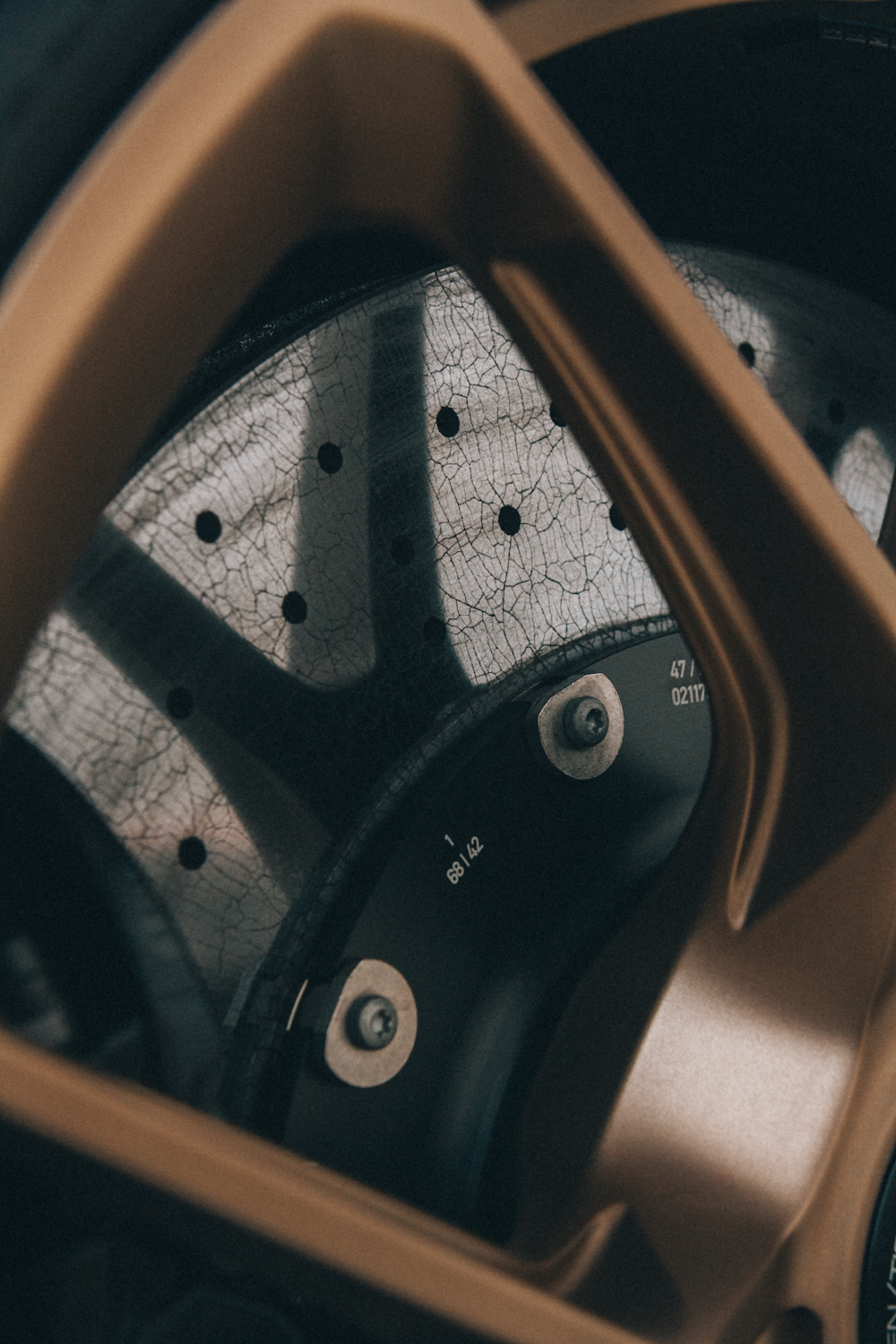 a close up of a wheel on a motorcycle