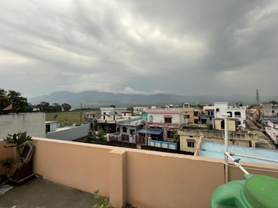 A flat’s rooftop view showing the peaceful surroundings of Barsana town.
