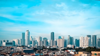 a view of a city with tall buildings
