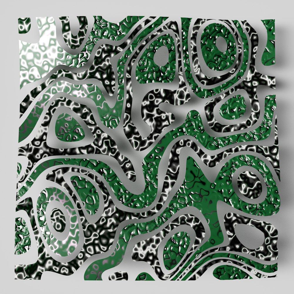 a green and black pattern on a white background