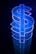 a lit up dollar sign sitting on top of a table