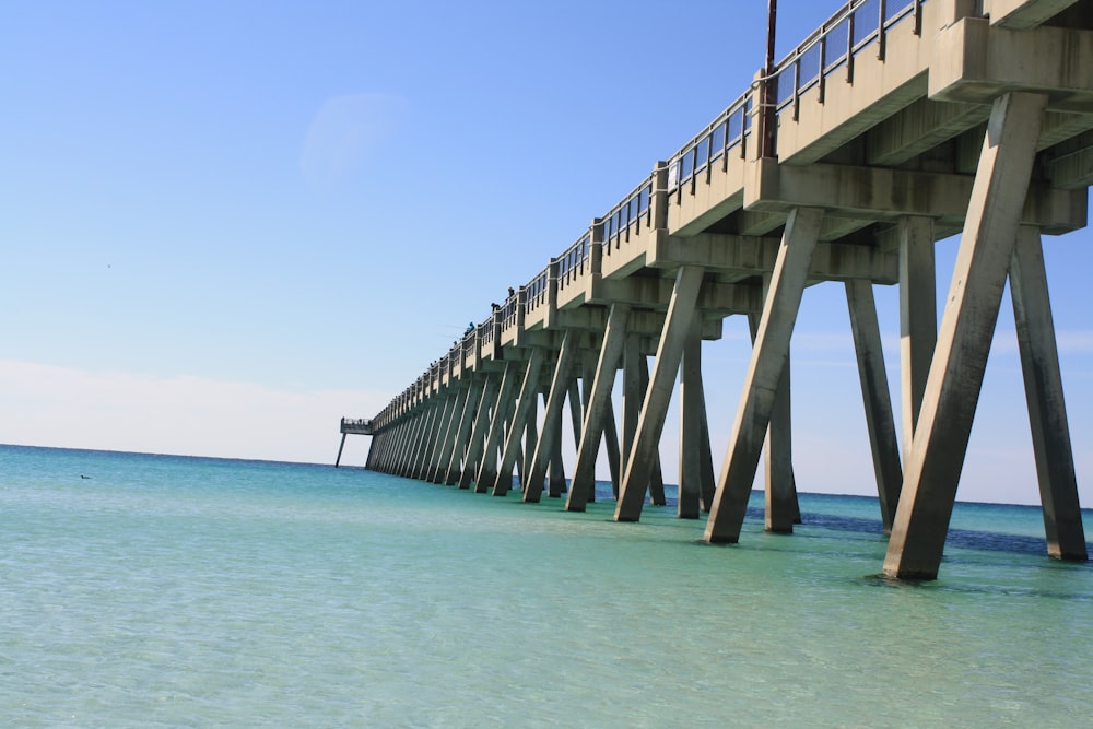 a long bridge over a body of water