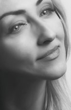 Close-up of Aloka’s calm, wise eyes reflecting his journey and spirit of peace.