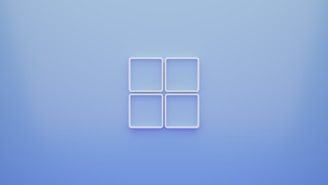 a blue background with a white square in the middle