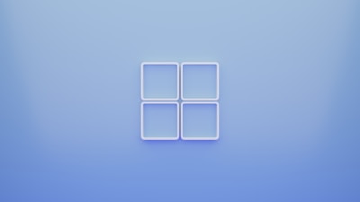 a blue background with a white square in the middle