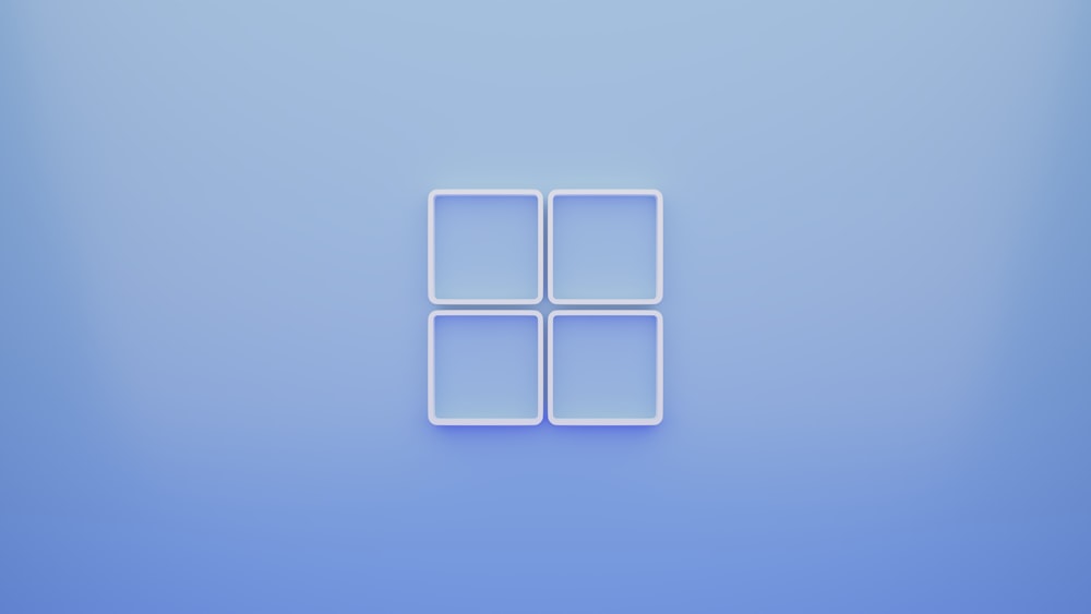 a blue background with a white square in the middle