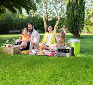 a family having a picnic in the park