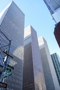 a group of tall buildings in a city