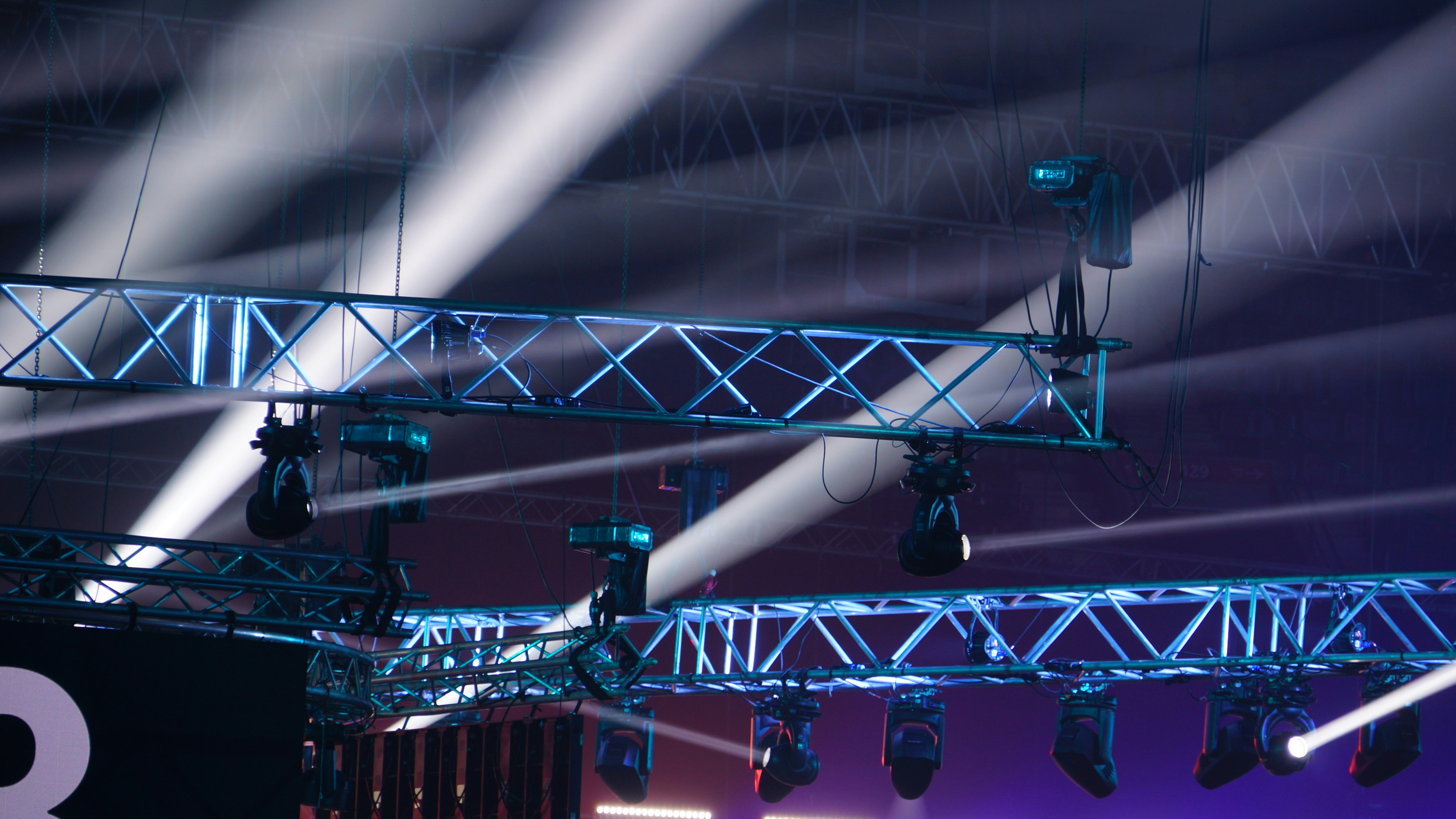 a group of lights that are on a stage