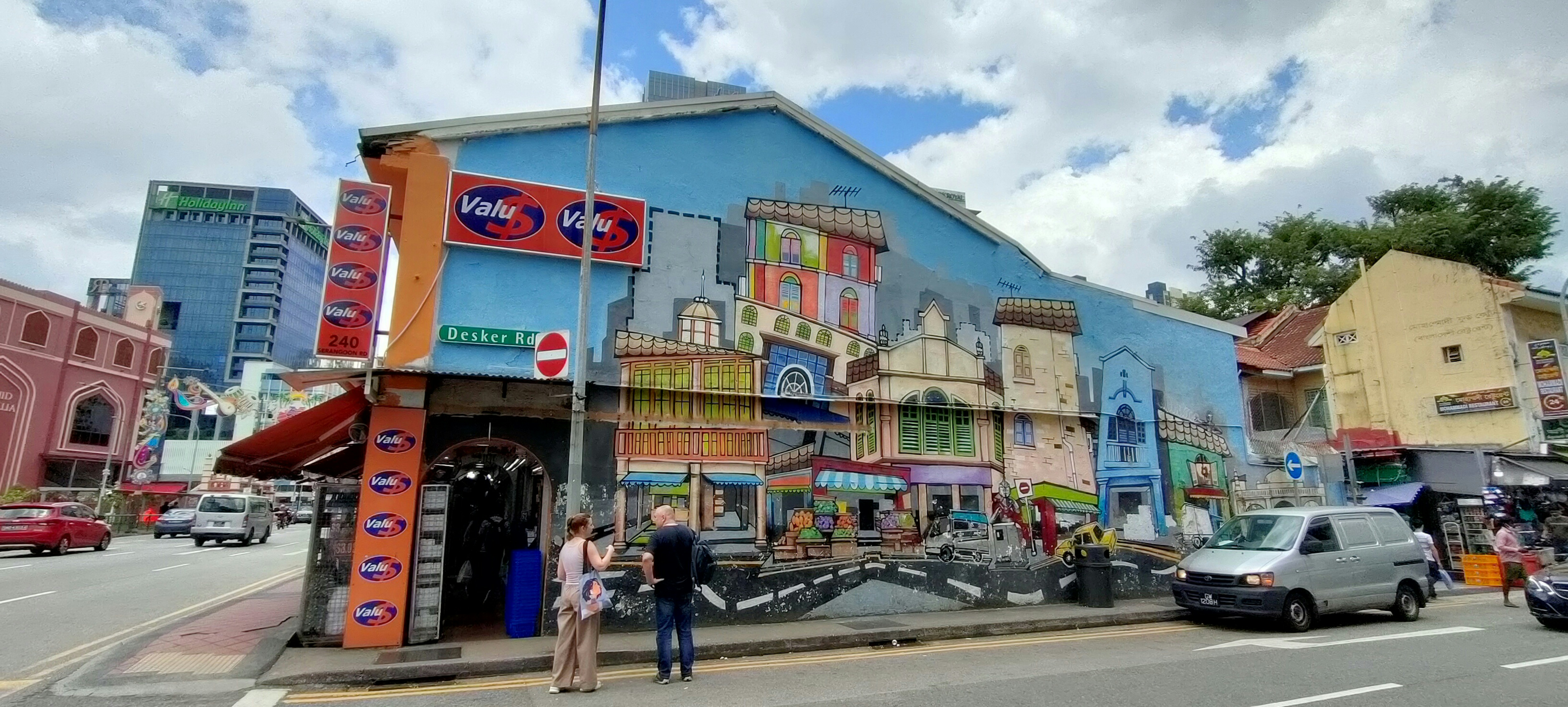 Vibrant acrylic painting depicting colourful street scenes in Soweto