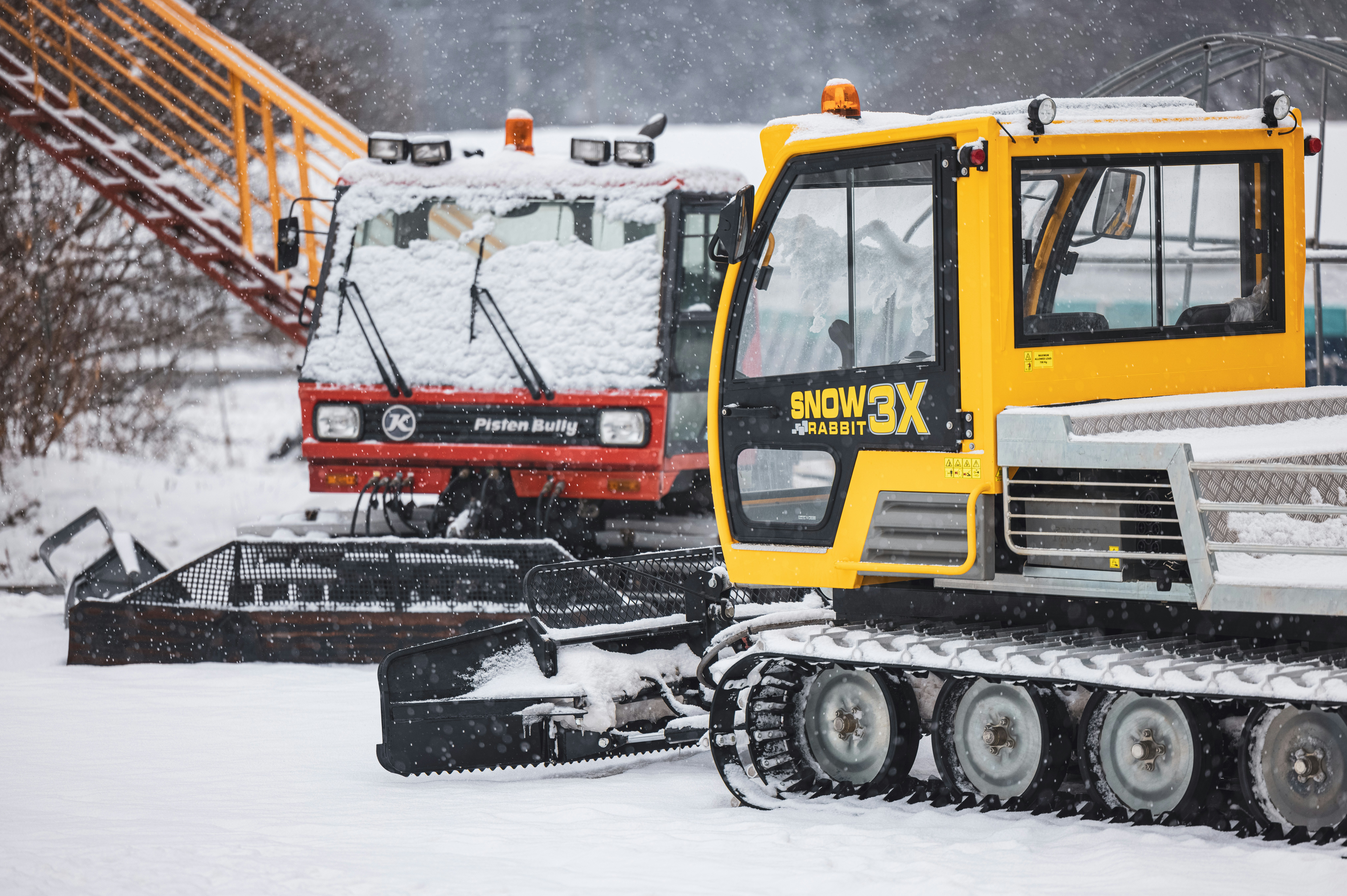snow plows parked during winter.