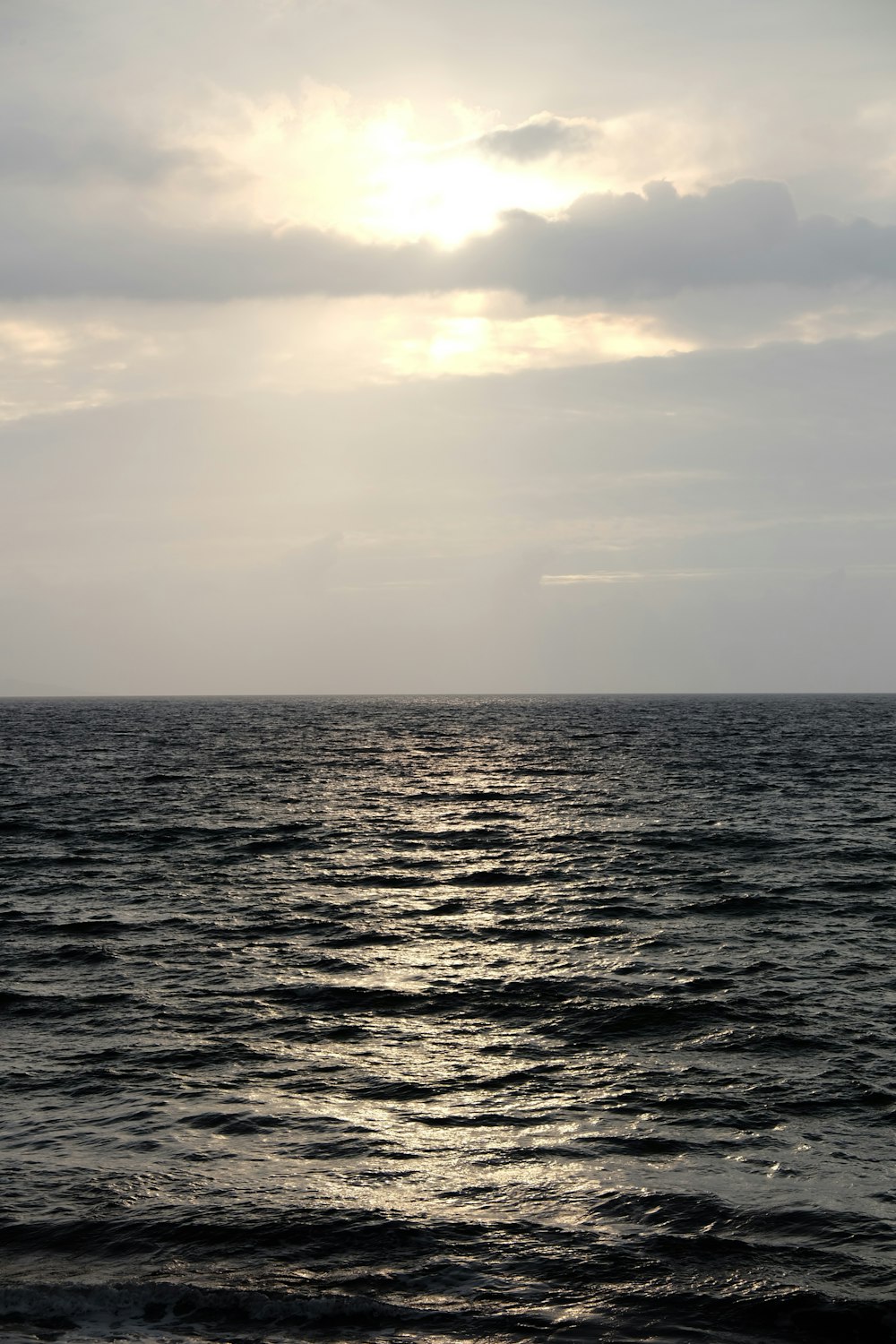 a large body of water under a cloudy sky