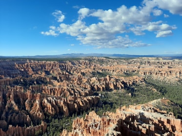 A scenic view of Bryce Canyon’s hoodoos under a clear blue sky, with a small group enjoying the moment.