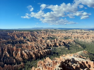 A scenic view of Bryce Canyon’s hoodoos under a clear blue sky, with a small group enjoying the moment.