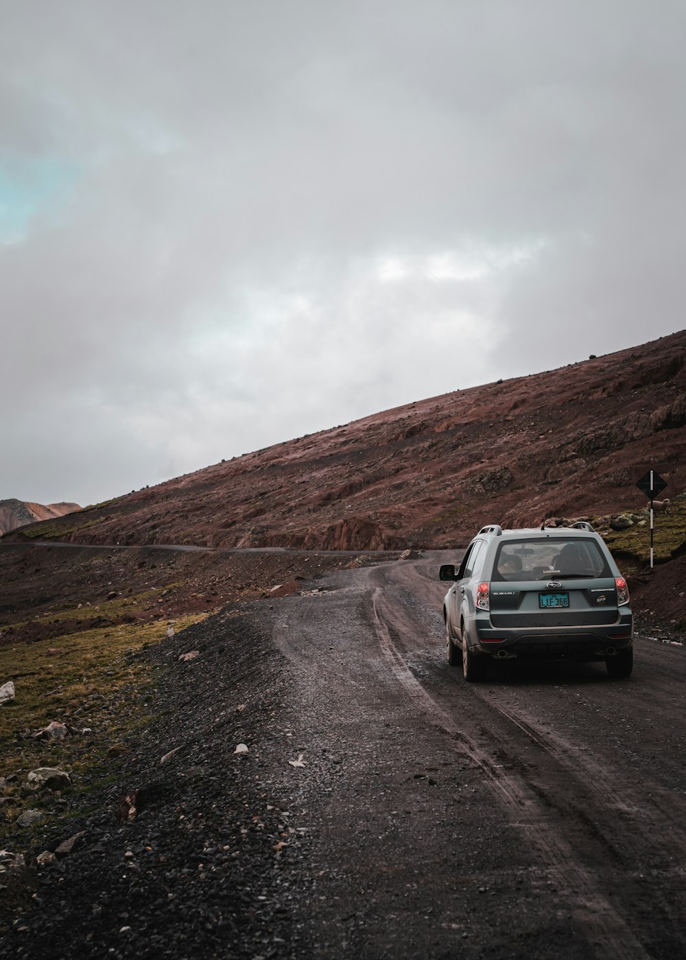 a car is parked on the side of the road