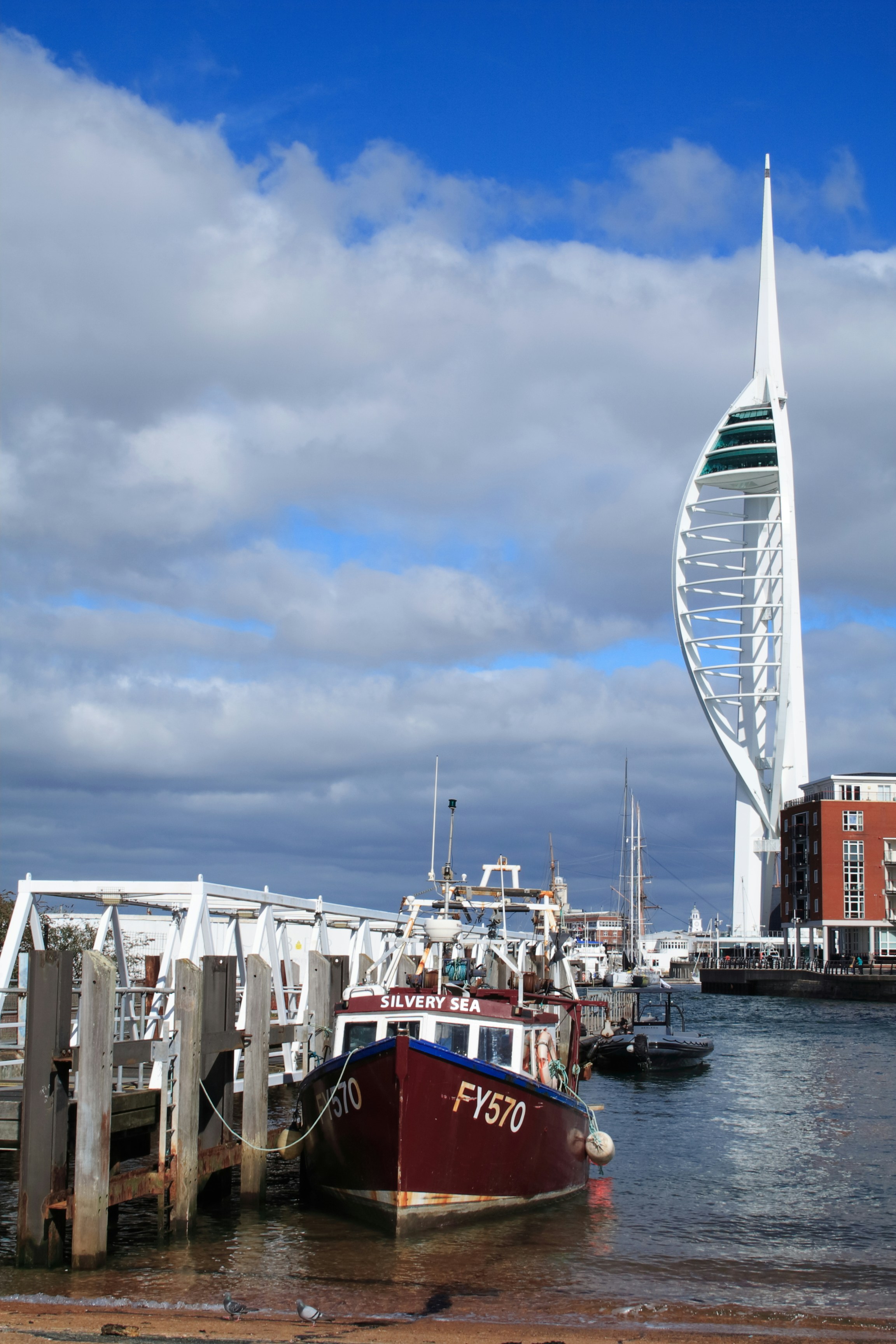 Fishing boat and Spinnaker Tower from the camber in Old Portsmouth
