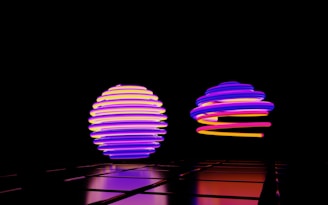 a couple of lights that are in the dark