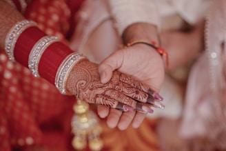 a close up of a person holding another person's hand