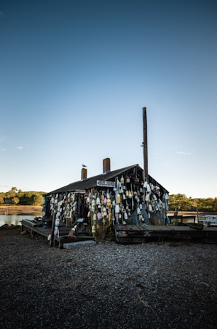a building with a lot of clothes hanging on it