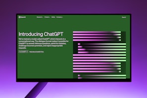 a computer screen with a purple and green background