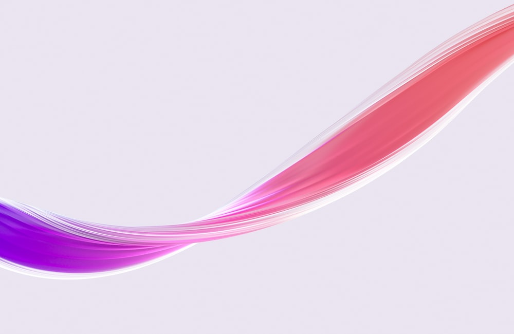 Una larga ola rosa y púrpura sobre un fondo blanco