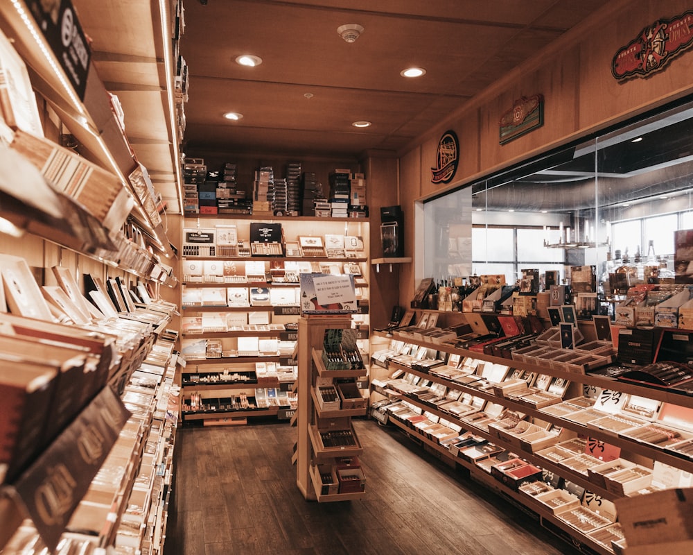 a store filled with lots of wooden boxes