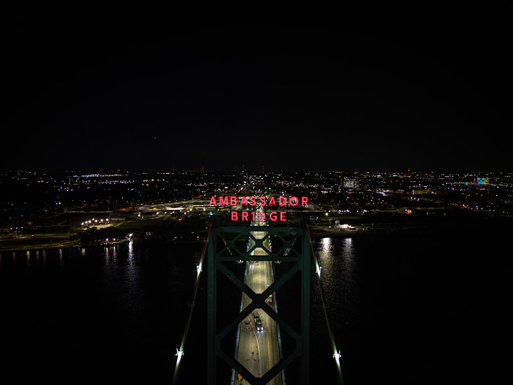 a bridge that has a sign on top of it