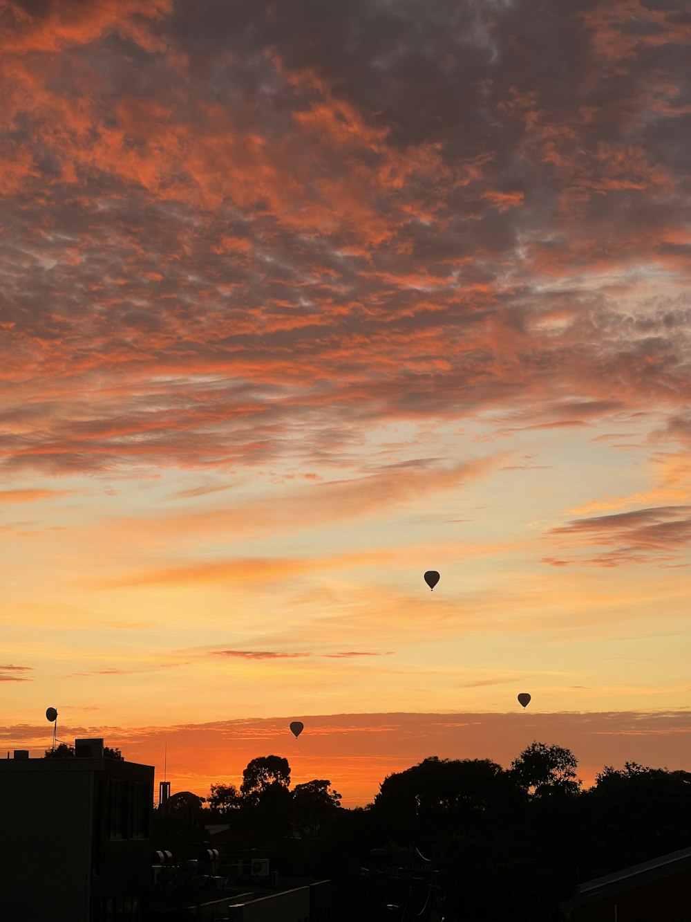 a group of hot air balloons flying in the sky