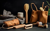A collection of eco-friendly materials used in fashion design.