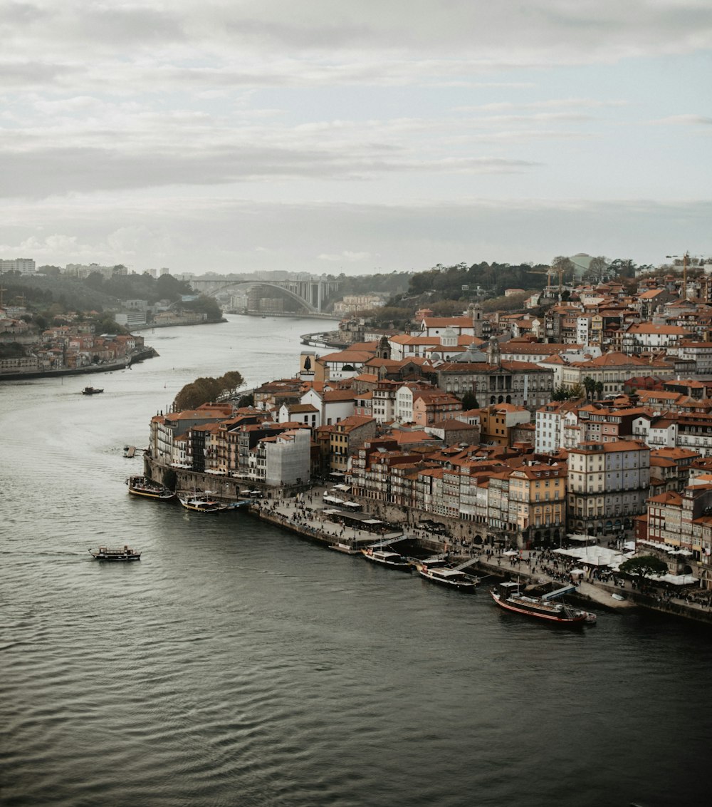 a large body of water next to a city