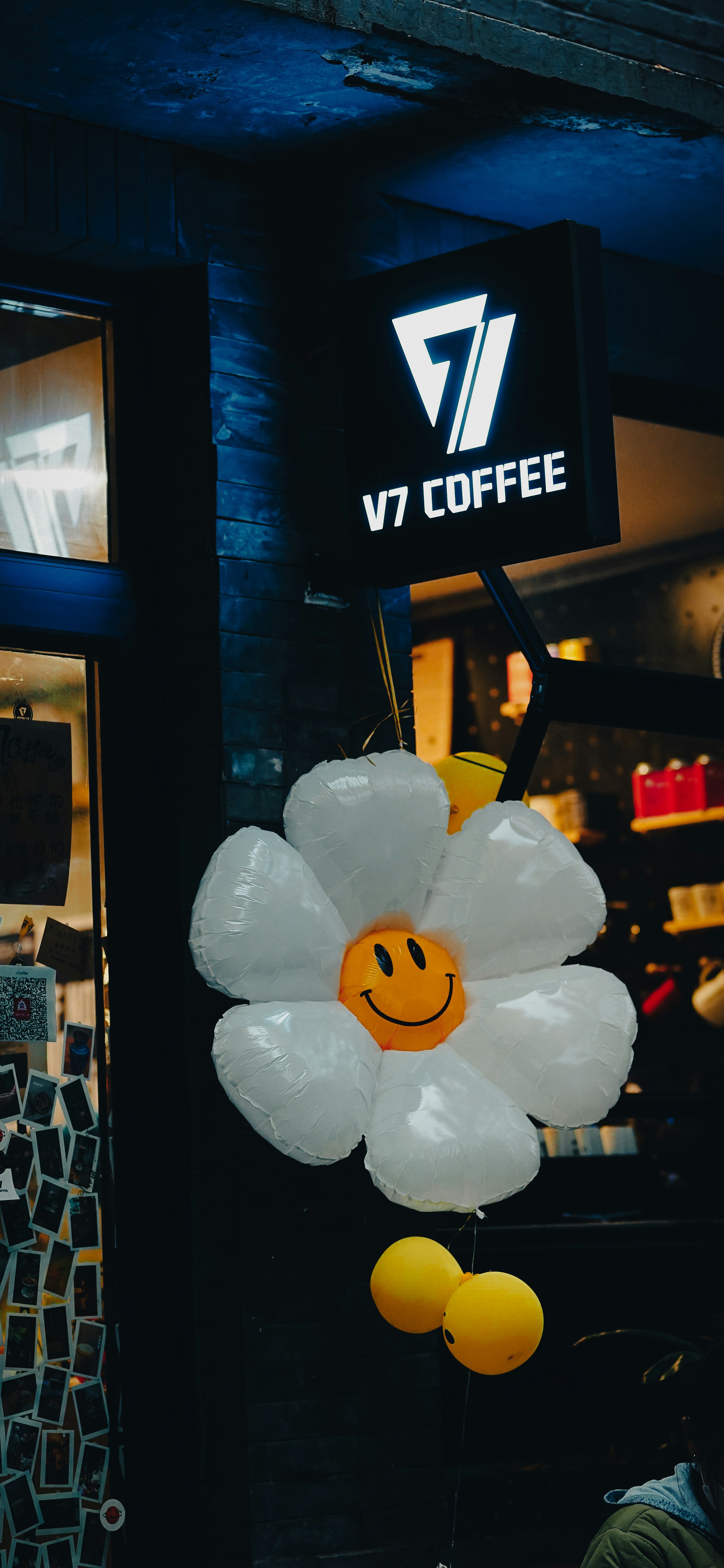 a large white flower with a smiley face on it