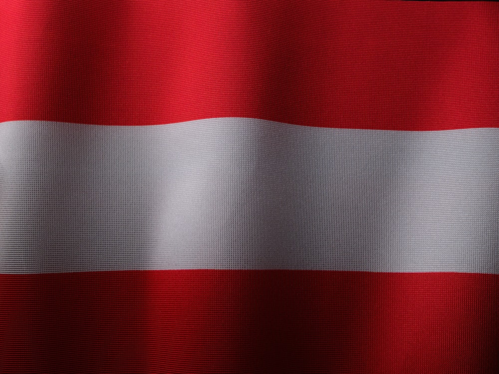 a close up of a red and white striped fabric