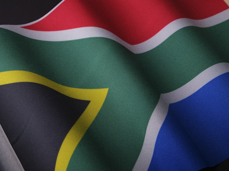 The flag of South Africa waving in the wind