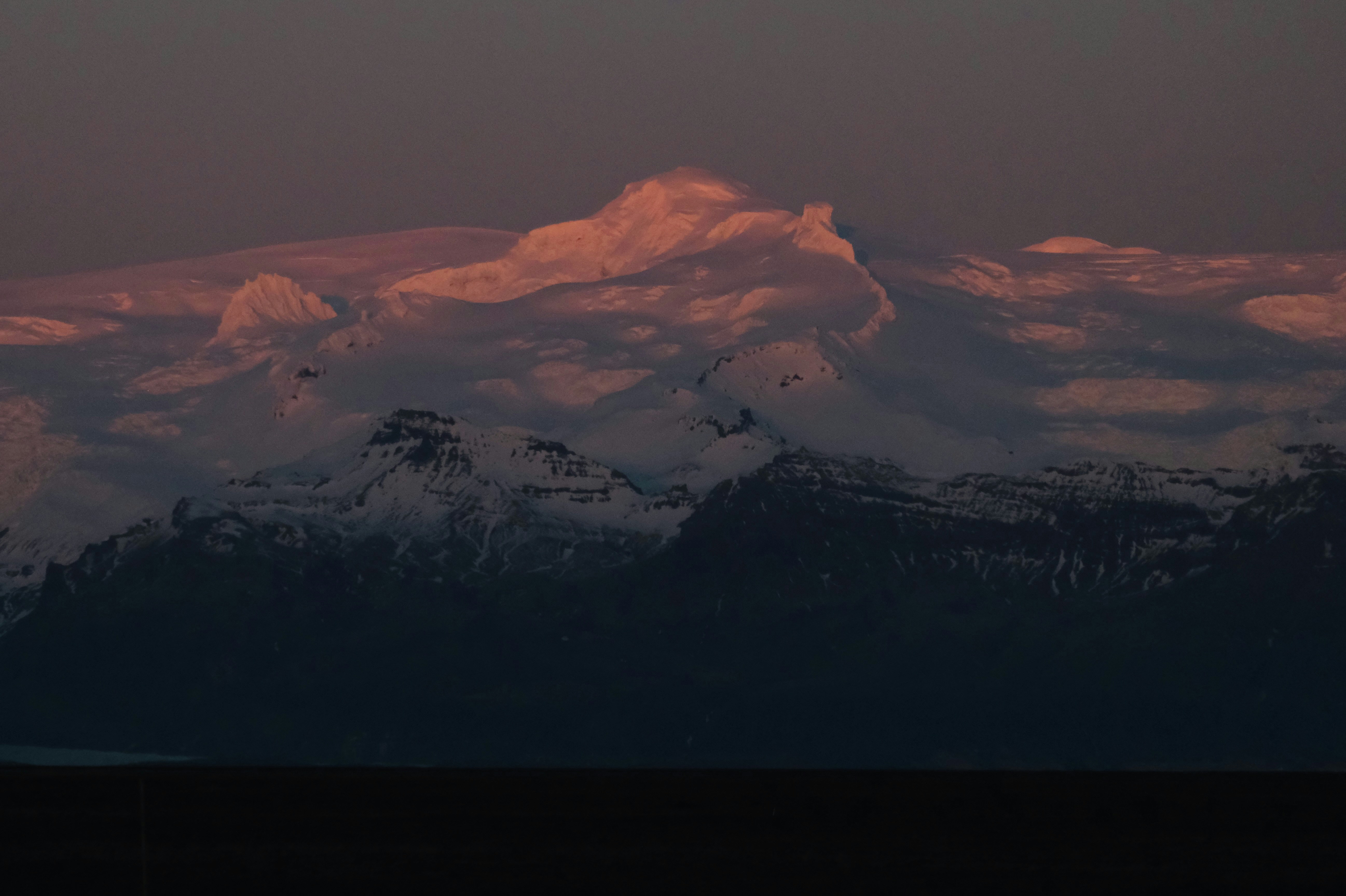 Last light on the peak of Hvannadalshnúkur, Iceland