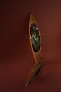 A stunning wooden sculpture enhancing a modern space.