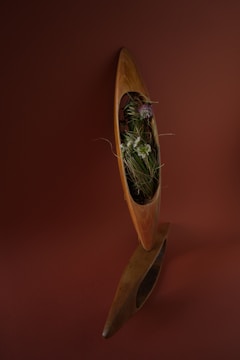 A stunning wooden sculpture that enhances architectural beauty.