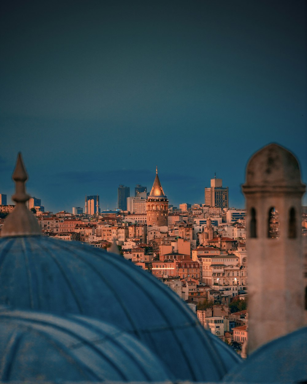 a view of a city from a rooftop