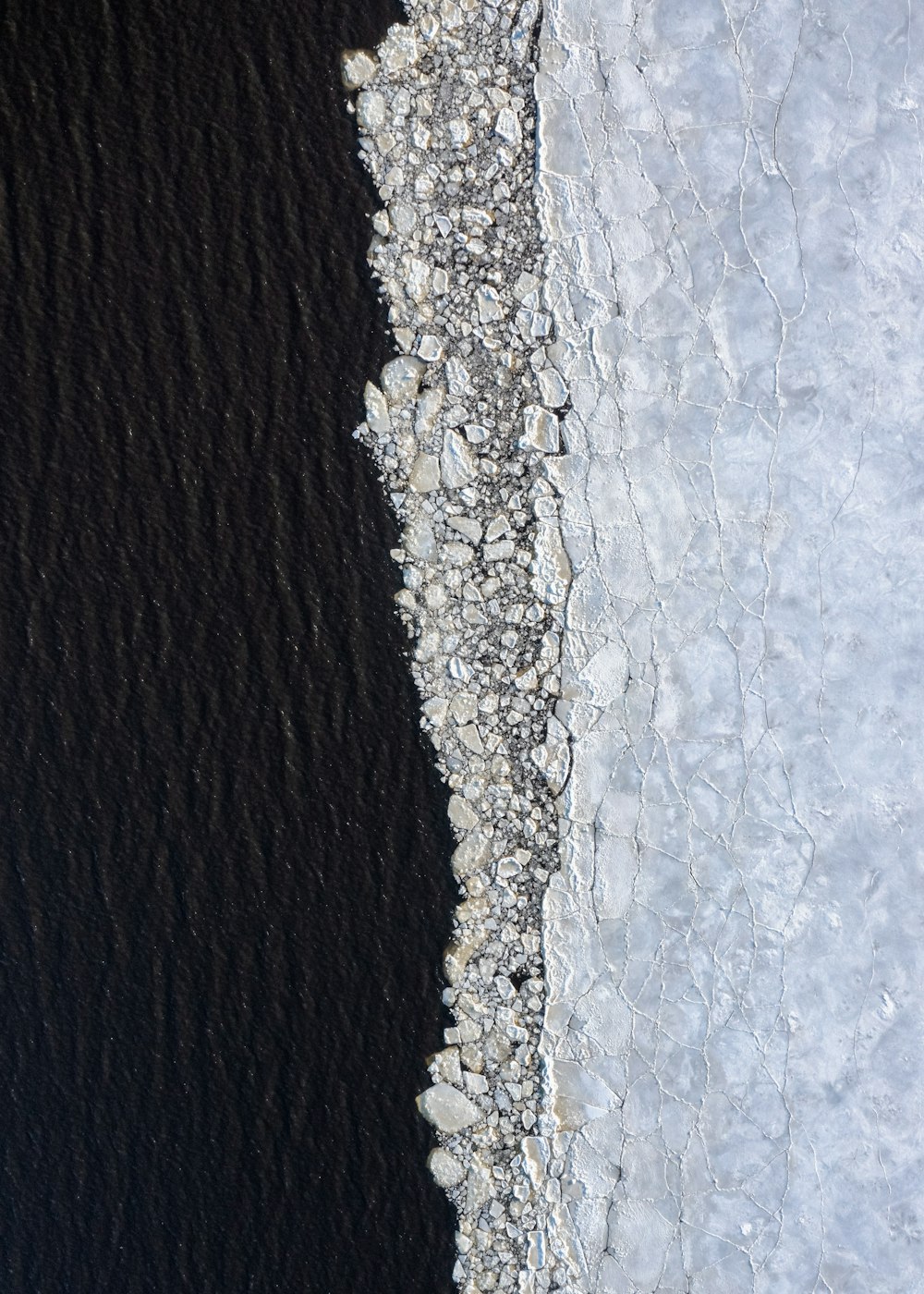 an aerial view of a large body of water