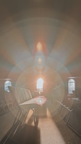 Listeners tuning in from their homes, bathed in warm golden light, feeling connected through the online Christian station.