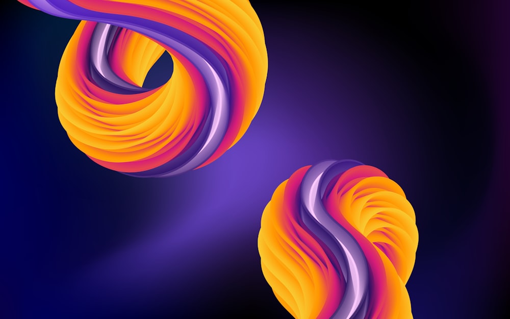 a purple and orange swirl on a black background