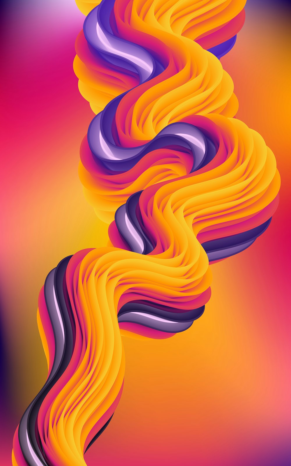 an abstract painting of wavy lines on a multicolored background