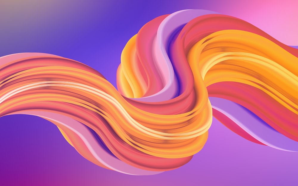 an abstract painting of a wavy orange and pink hair