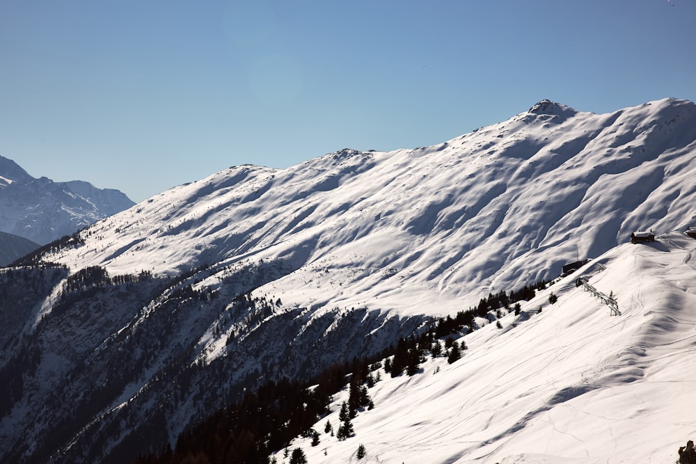 a snow covered mountain with a sky background