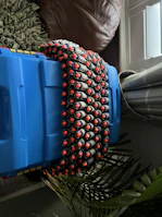 Accessories for foam dart blasters neatly arranged for viewing.