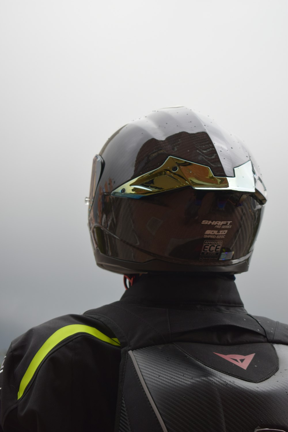 a person wearing a helmet and a jacket