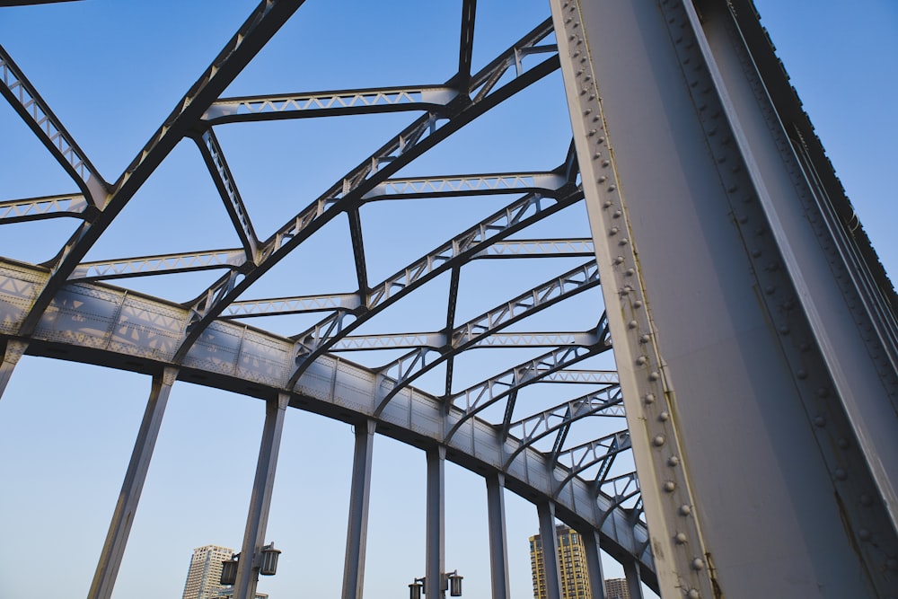 a metal structure with a blue sky in the background