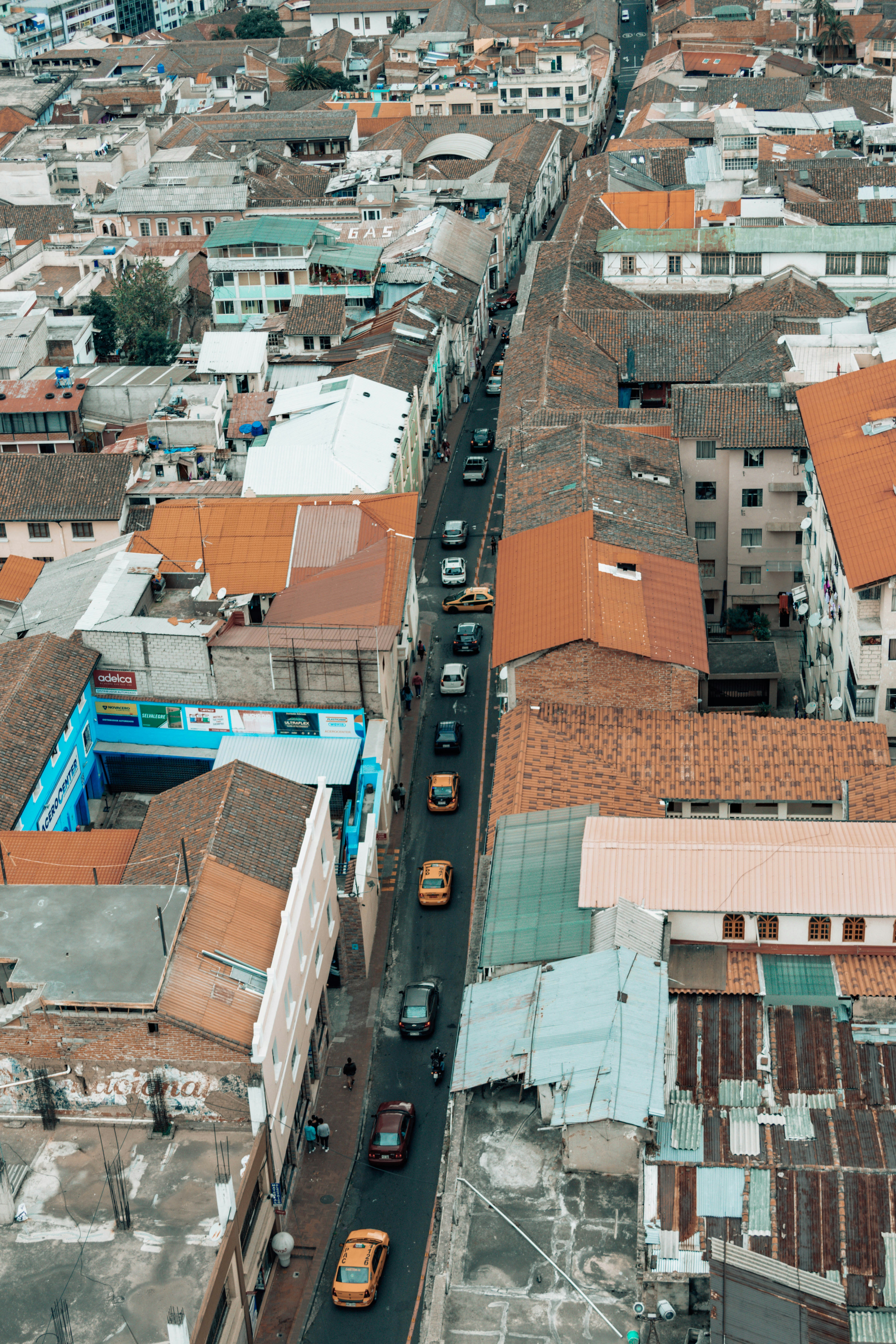 an aerial view of a city with lots of buildings