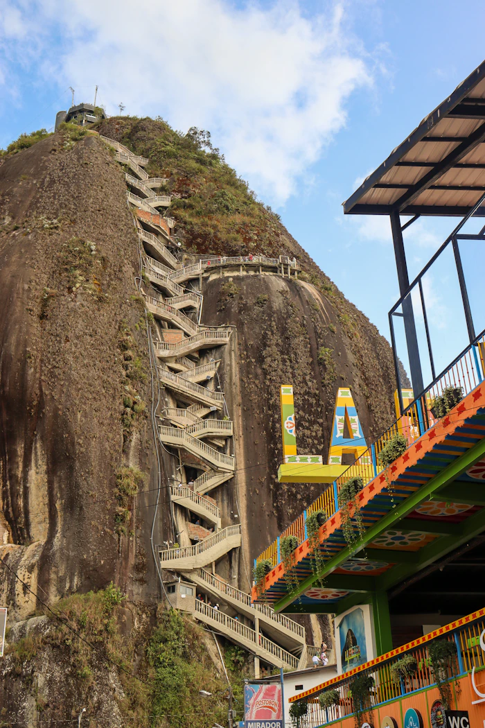 The staircase climbing El Peñol rock near Guatapé